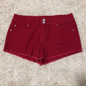 Red High-Waisted Jean Shorts